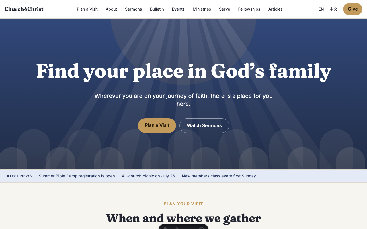 Church4Christ · bilingual church website home page